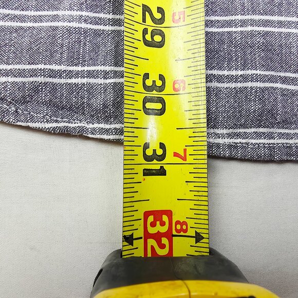 Billabong Size XL Mens Pockets Gray White Stripe Long Sleeve Logo Cotton Shirt - Picture 10 of 12